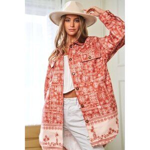 Davi & Dani Ethnic Border Printed SHACKET JACKET